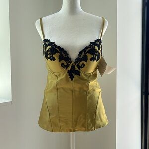 La Perla Silk Maison Chartreuse Green Bustier 34C NEW